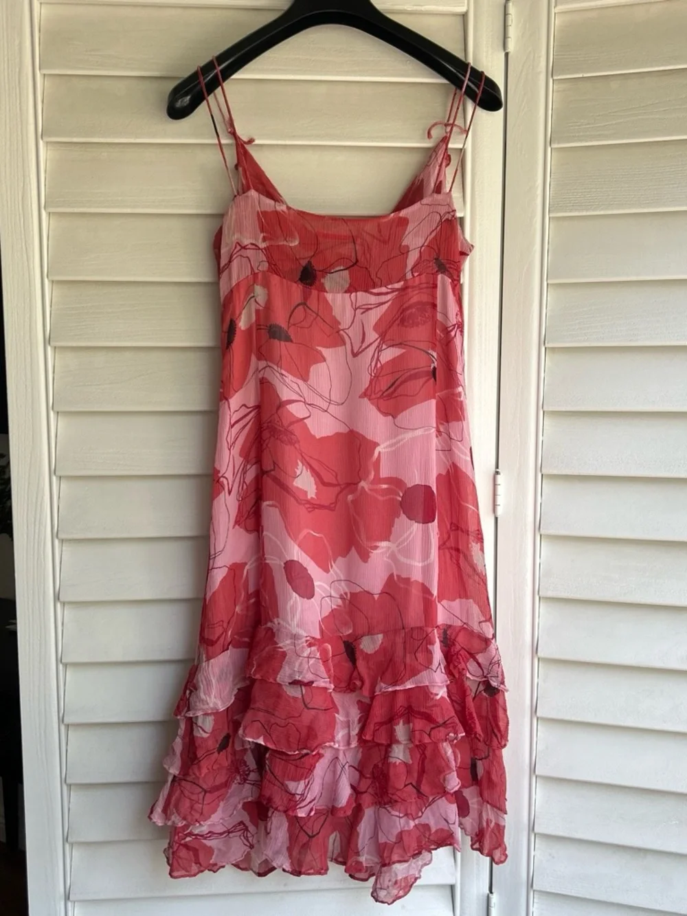 Gianni Bini Silk Abstract Floral Tiered Ruffle Dress - Picture 2 of 9